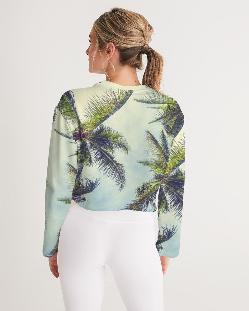 coconut-coco palm-tree Women's Cropped Sweatshirt