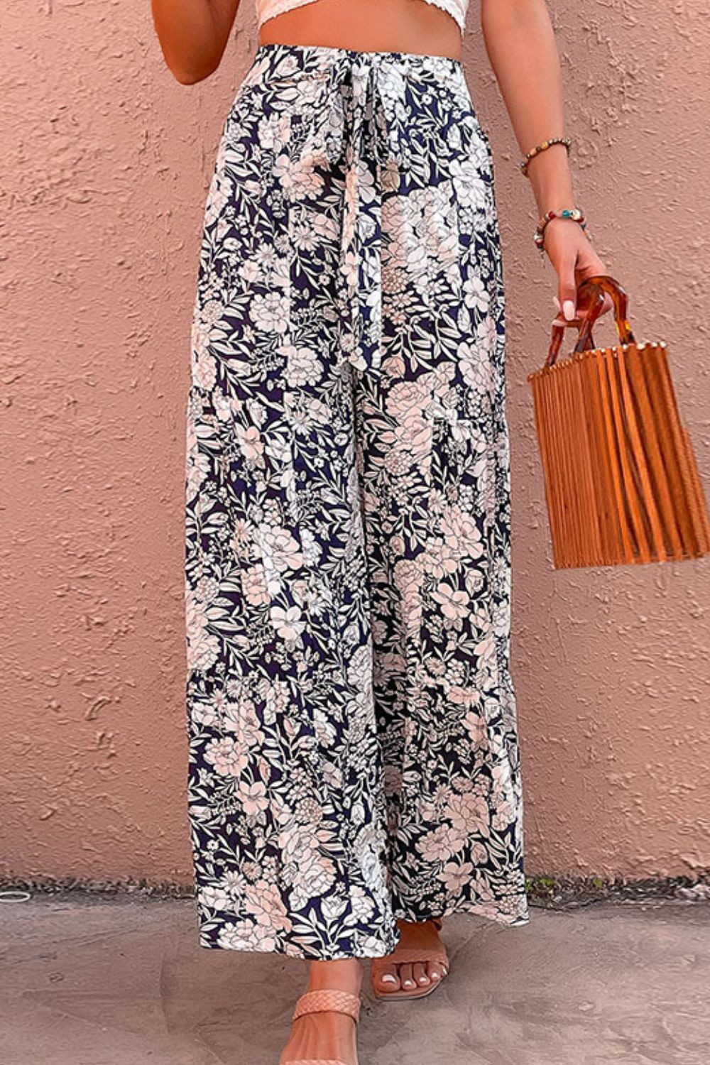 Floral Belted Wide Leg Resort Pants