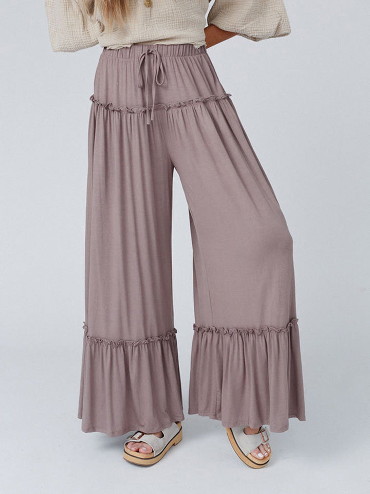 Wide Leg Ruffle Trim Bali Pants