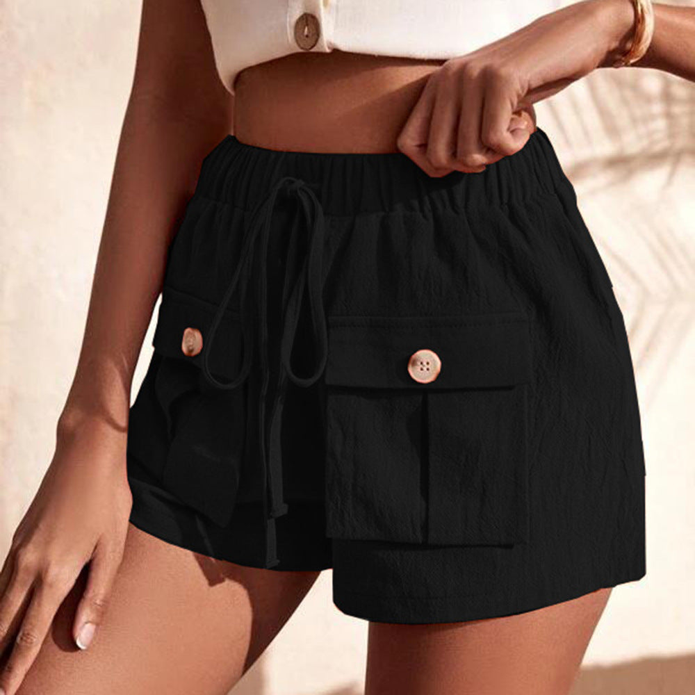 Tie Waist Cargo Vacation Shorts With Cool Pockets