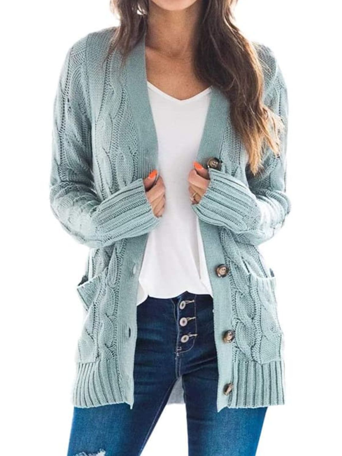 Cable-Knit Cardigan with Pockets