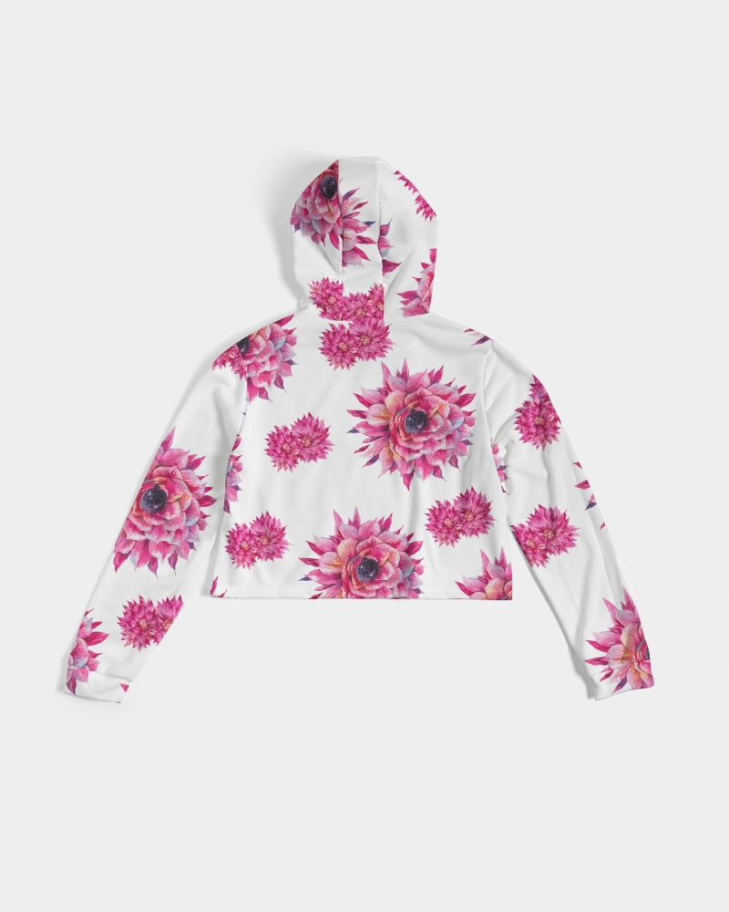 Luxe Pink Flowers Women's Cropped Custom Hoodie