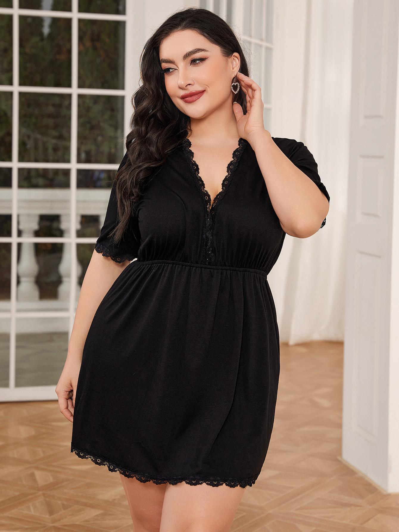 Plus Size Lace Black Resort Dress