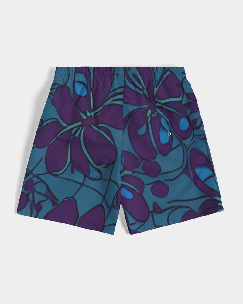 Purple Hawaii Floral Men's Swim Trunk