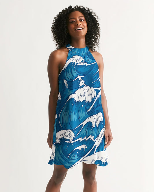 Waves Women's Halter Dress