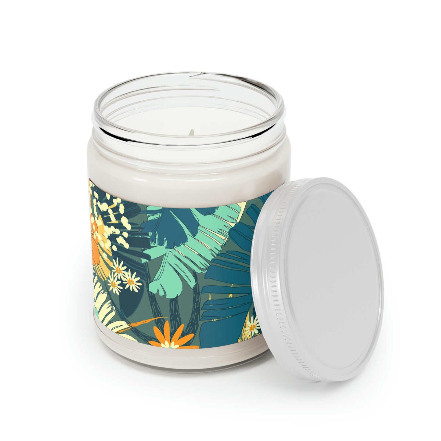 Jungle Blues Collection Candle, Tropical Designer Decor Print Scented Candles, 9oz