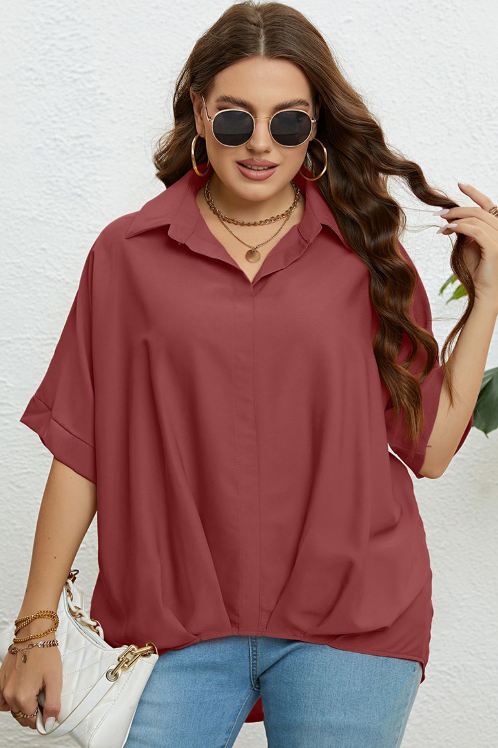 Plus Size Long Resort Blouse, Vacation Top