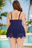 Plus Size Women's Lace Trim Sweetheart Neck Swim Dress