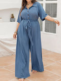 Plus Size Ribbed Summer Jumpsuit