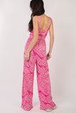 Pink Sleeveless Tropical Vacation Jumpsuit