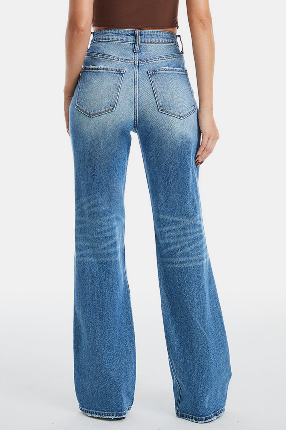 Full Size Ultra High-Waist Gradient Bootcut Mom Jeans