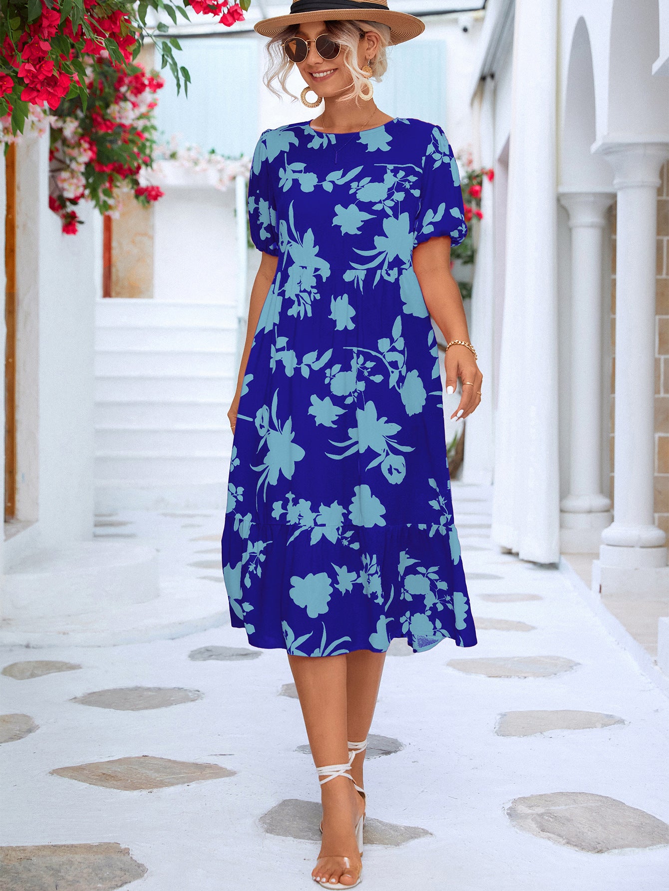 Floral Ruffle Hem Resort Midi Dress