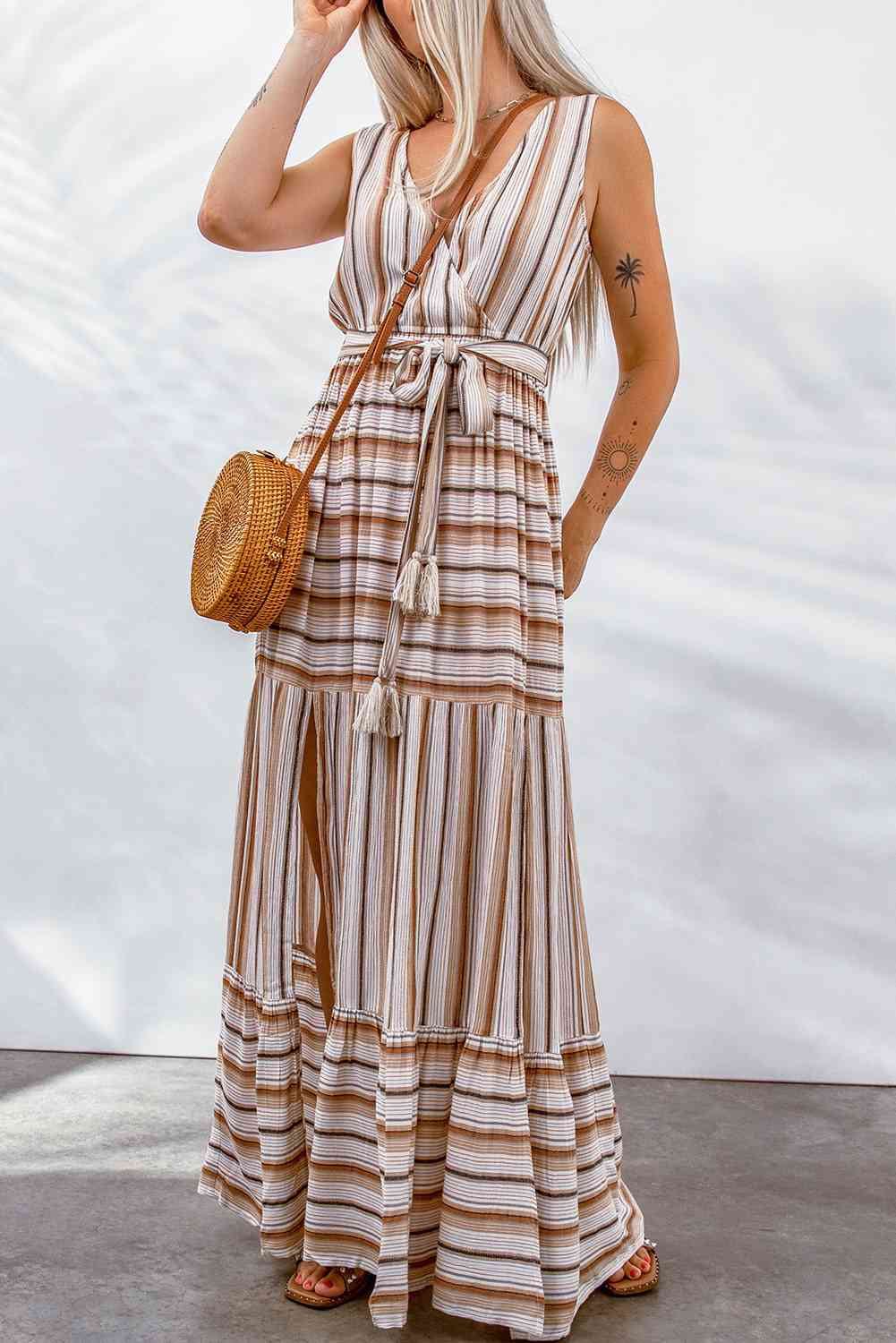 Striped Sleeveless Beach Dress