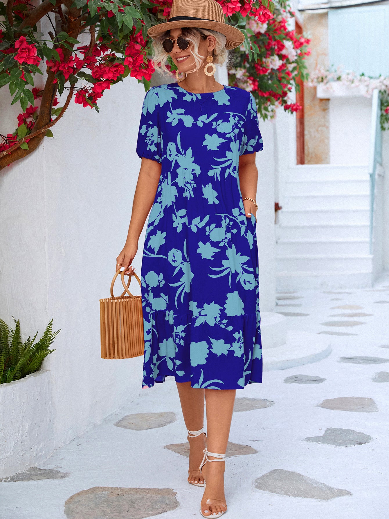 Floral Ruffle Hem Resort Midi Dress