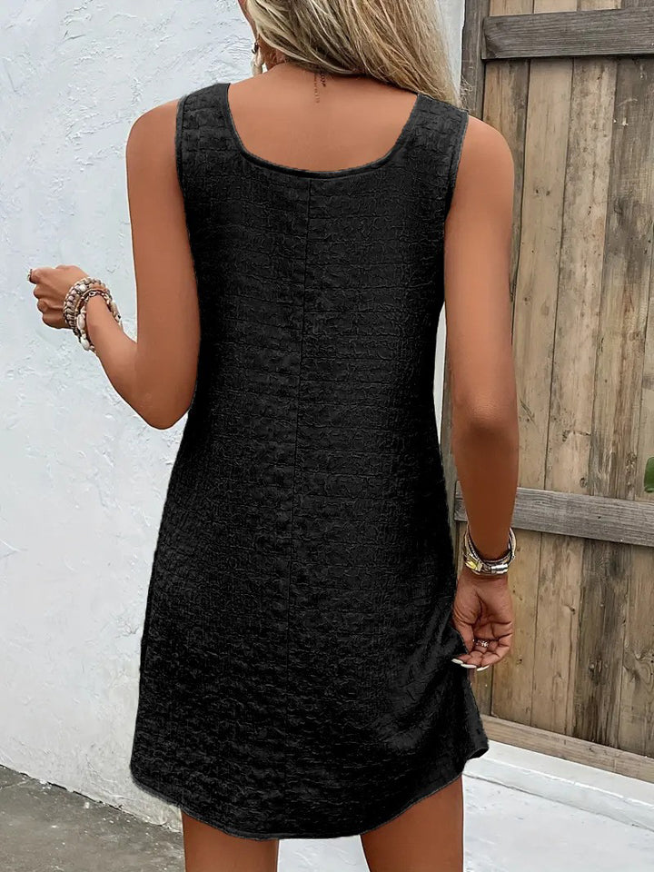 Asymmetrical Neck Sleeveless Resort Dress