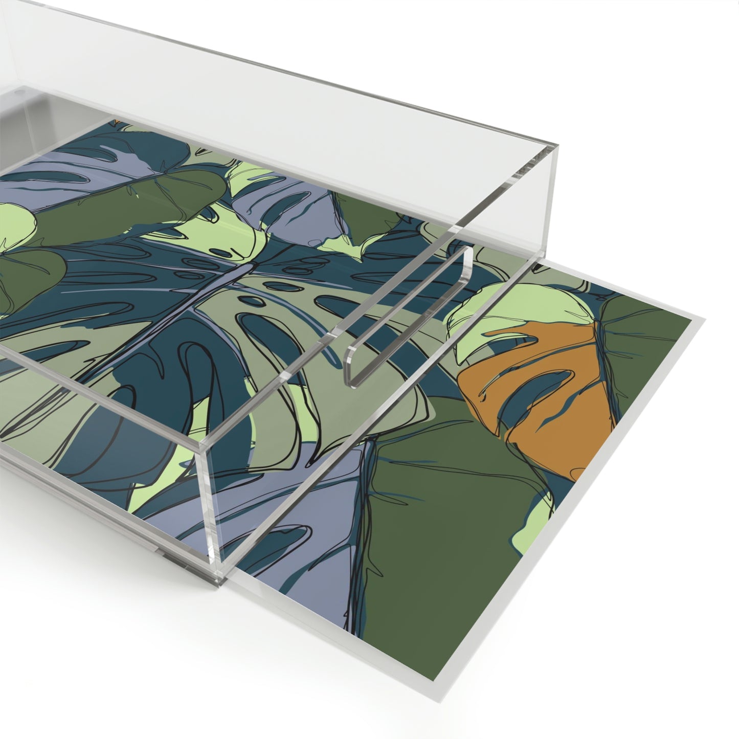 Hawaii Monstera Collection Acrylic Serving Tray, Tropical Monstera Leaf Serving Tray