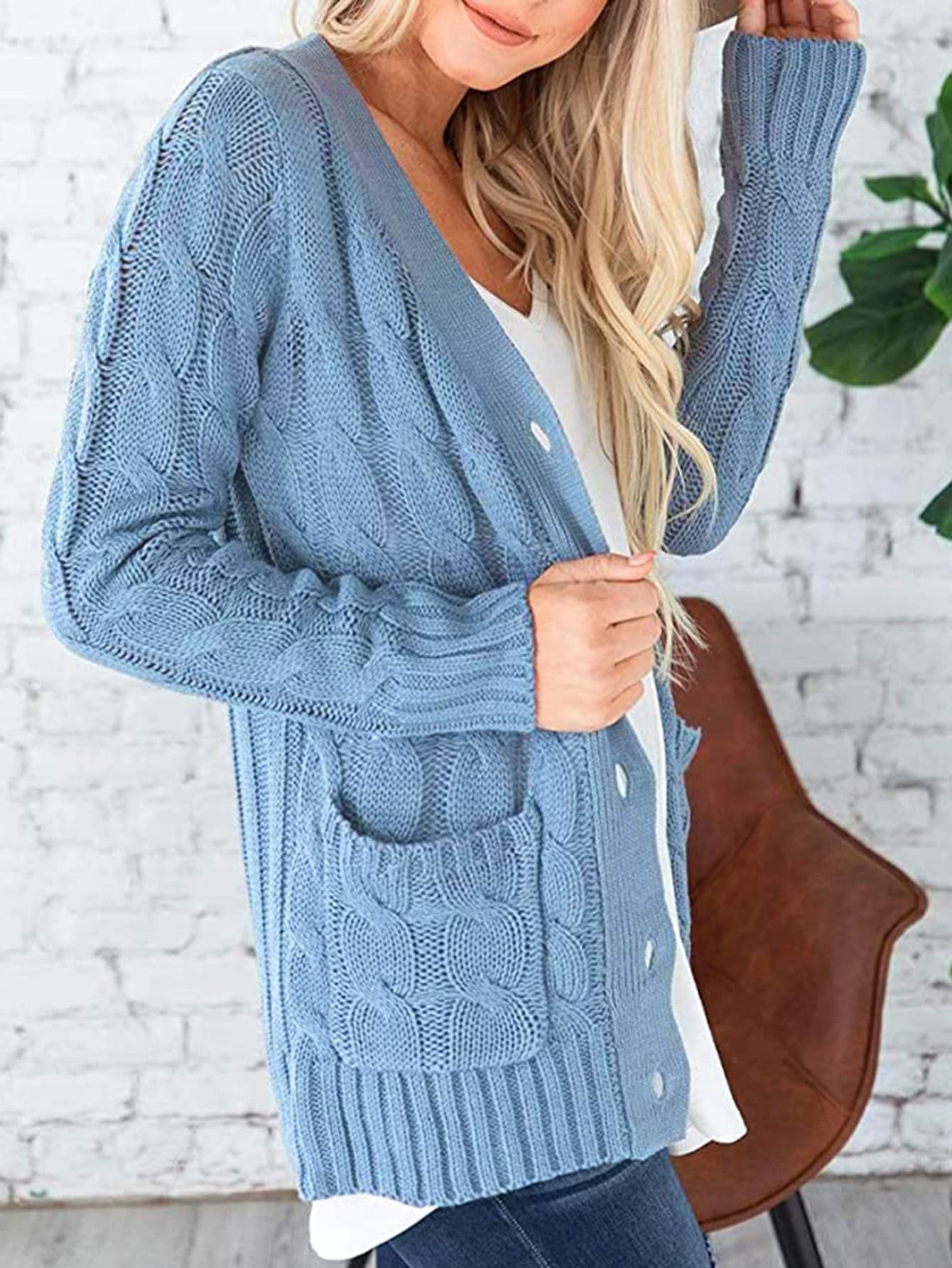 Cable-Knit Cardigan with Pockets