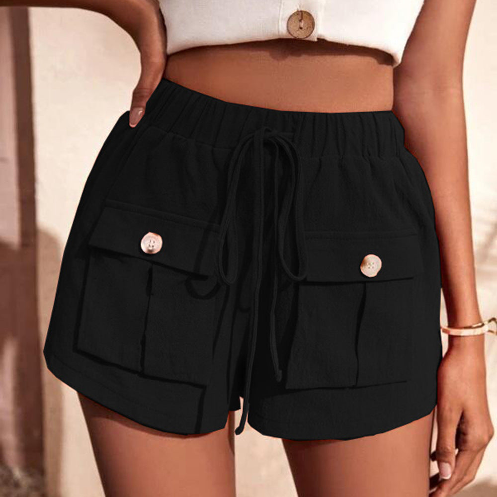 Tie Waist Cargo Vacation Shorts With Cool Pockets