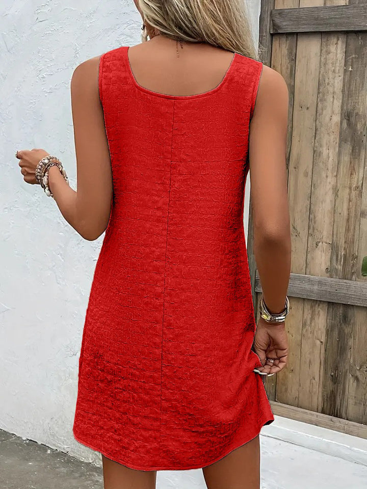 Asymmetrical Neck Sleeveless Resort Dress