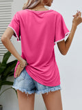 Pom-Pom Sleeve Pink Vacation Tee