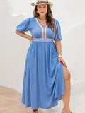 Blue Plus Size Maxi Dress