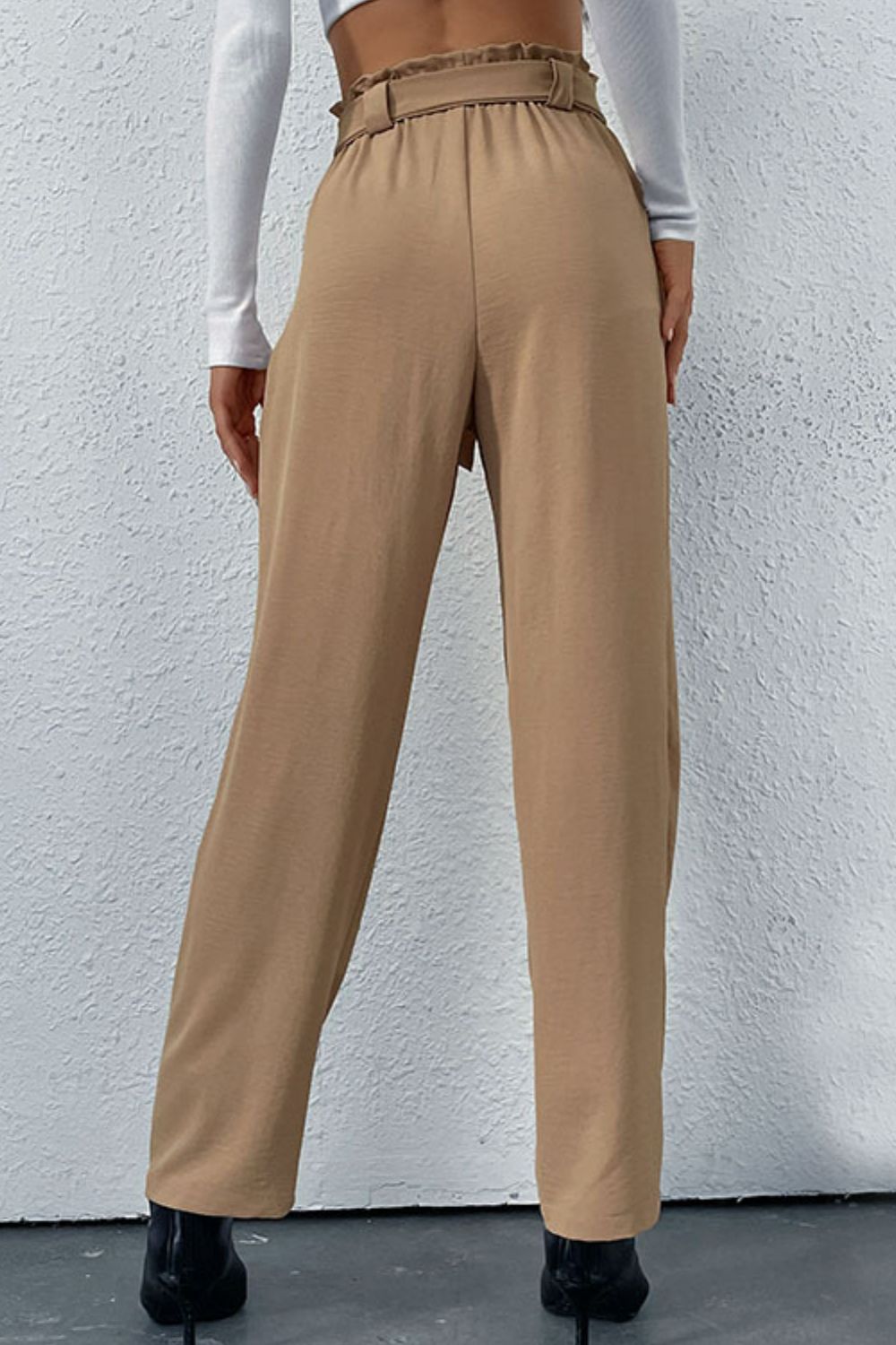 Belted Straight Leg Resort Pants with Pockets