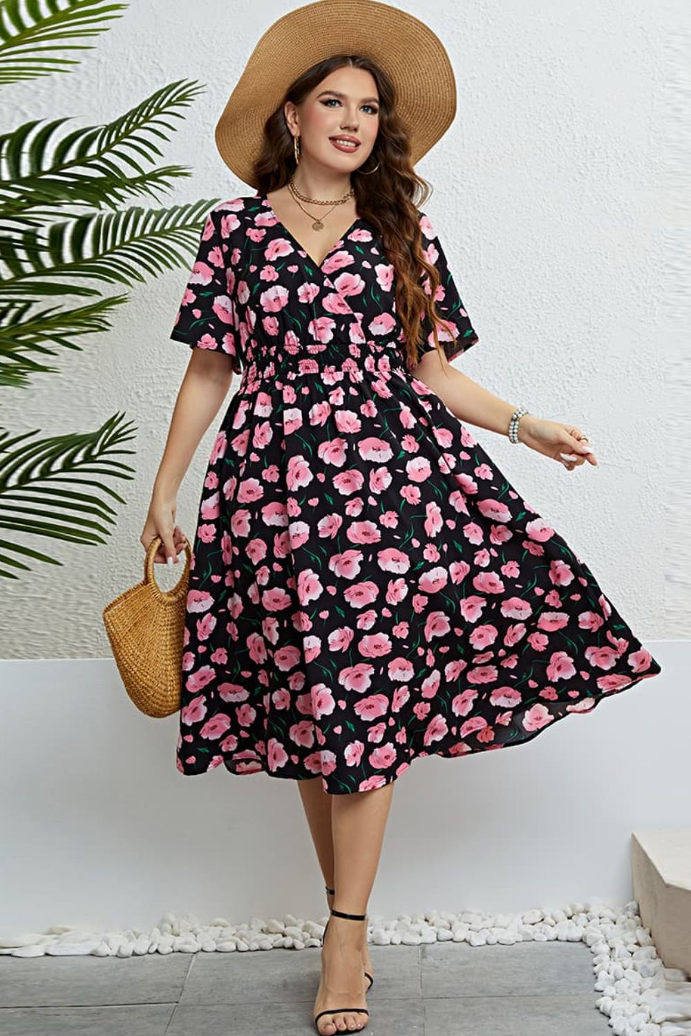 Plus Size Floral Midi Summer Dress