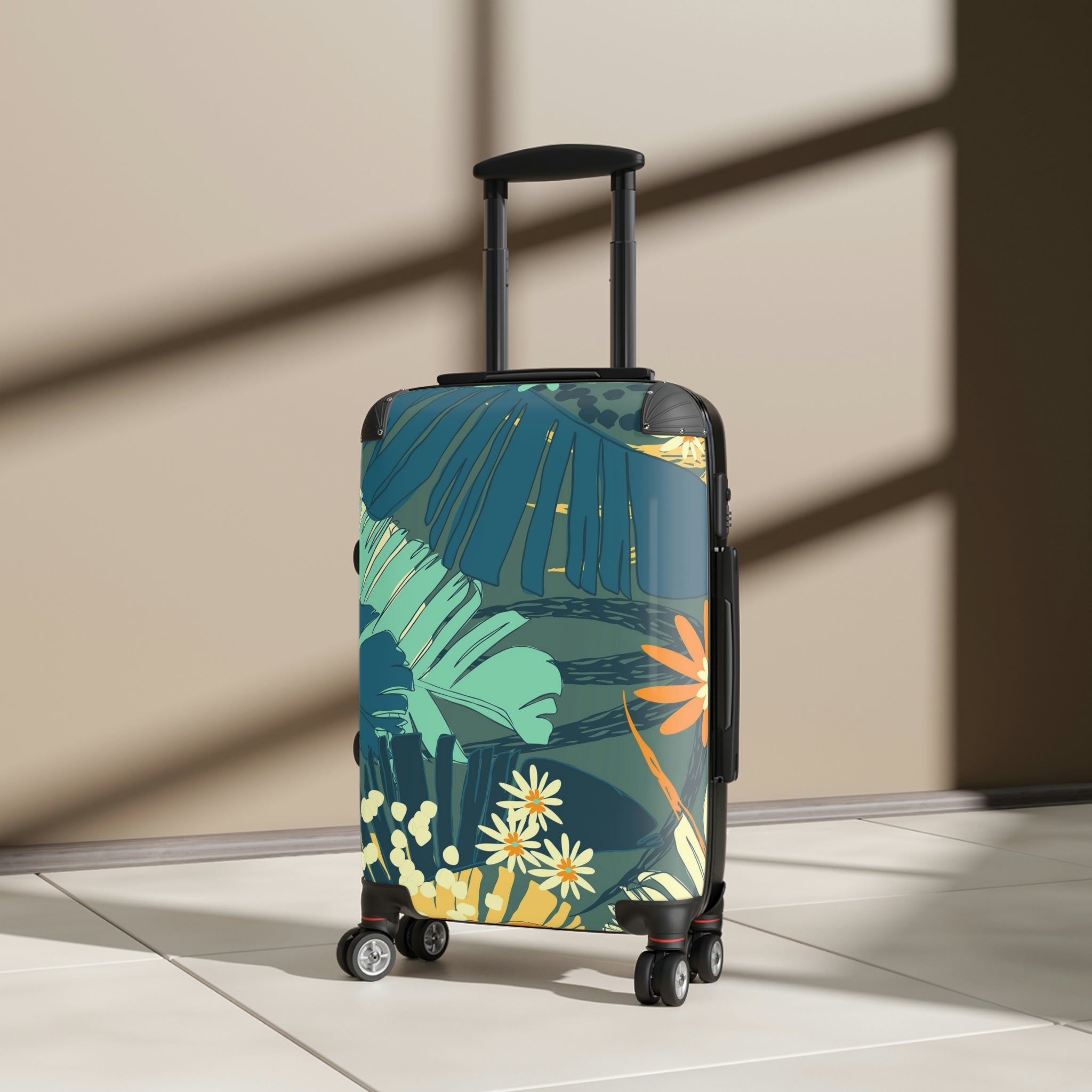 Tropical Print Suitcases, Featuring our Jungle Blues Print