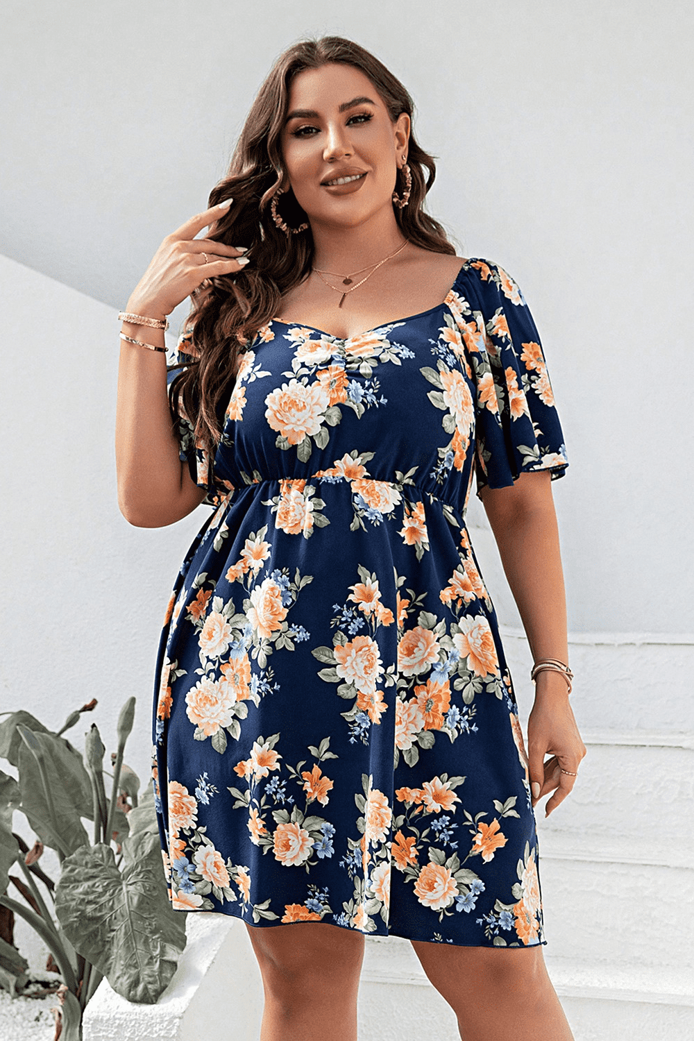 Plus Size Floral Mini Resort Dress