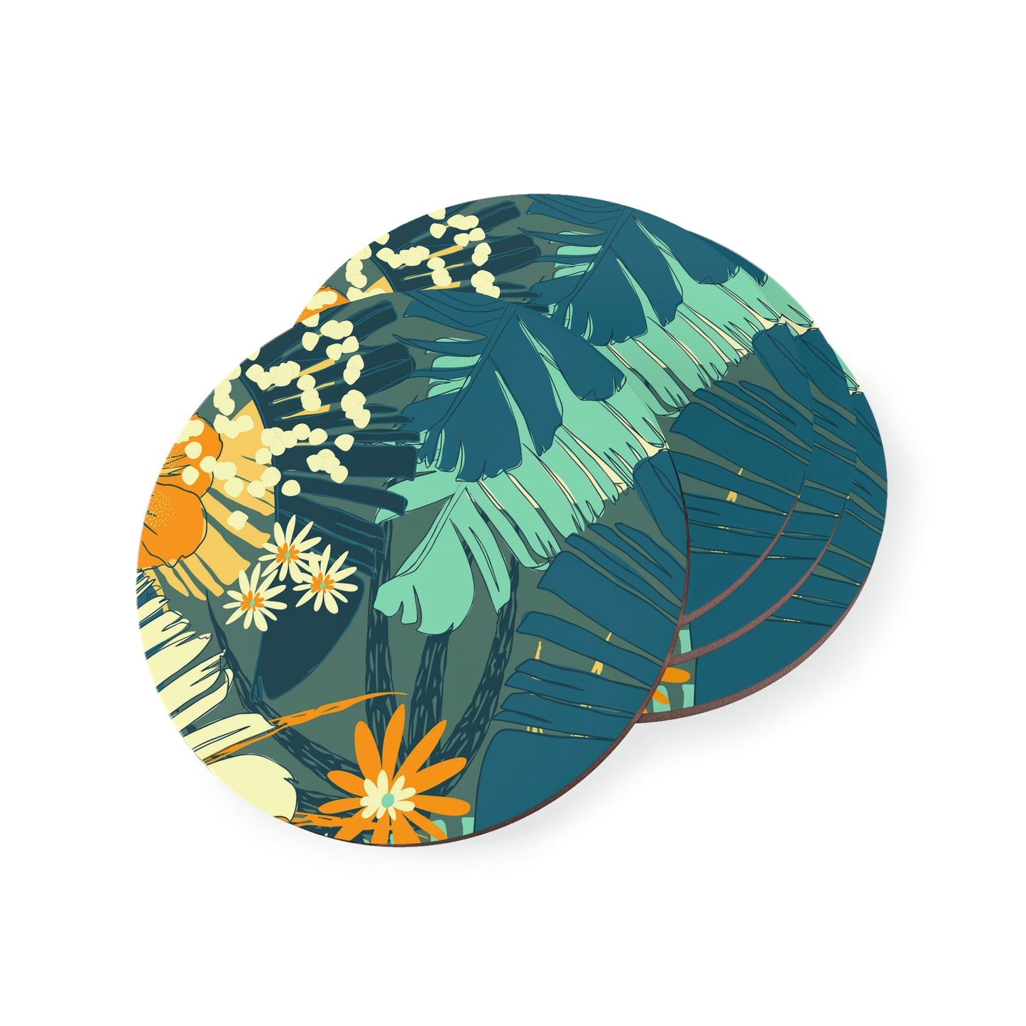 Jungle Blues Collection Coasters, Designer Tropical Print Coasters