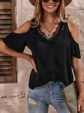 V-Neck Cold Shoulder Summer Blouse